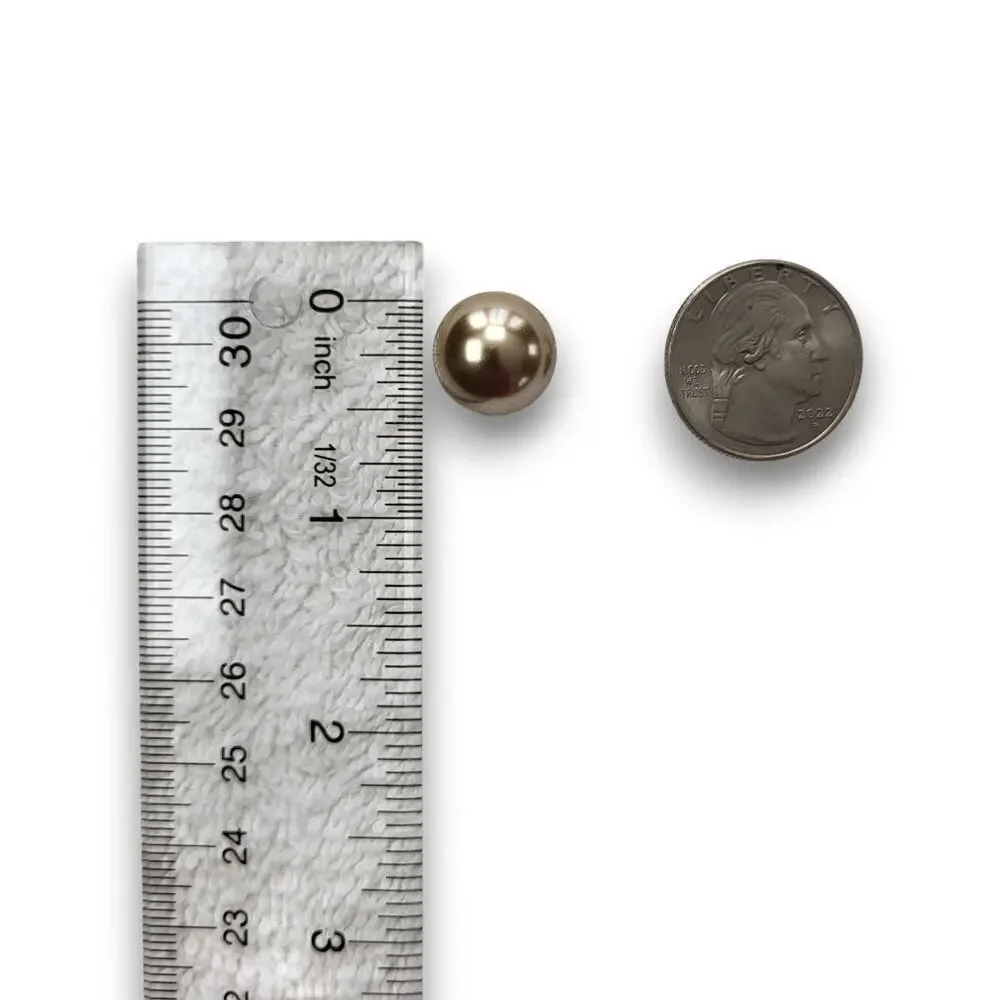Peachy Blush Rose Pearlescent Stud Earrings - Classic 1 cm Pierced - Picture 7 of 7
